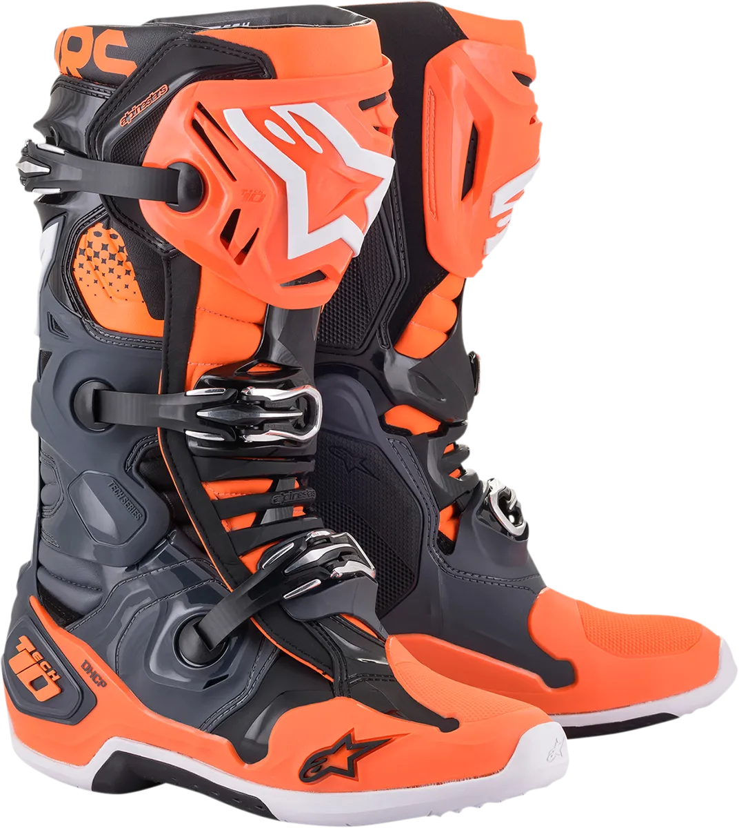 ALPINESTARS Tech 10 Boots Cool Grey/Orange Fluo Sz 11 2010020-9040-11