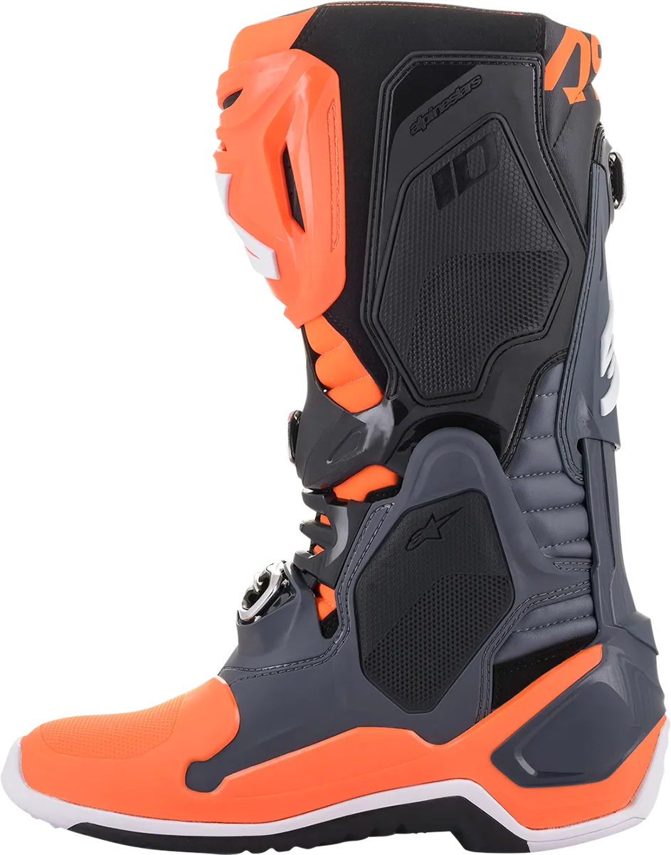 ALPINESTARS Tech 10 Boots Cool Grey/Orange Fluo Sz 11 2010020-9040-11