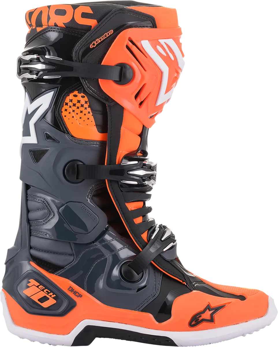 ALPINESTARS Tech 10 Boots Cool Grey/Orange Fluo Sz 11 2010020-9040-11