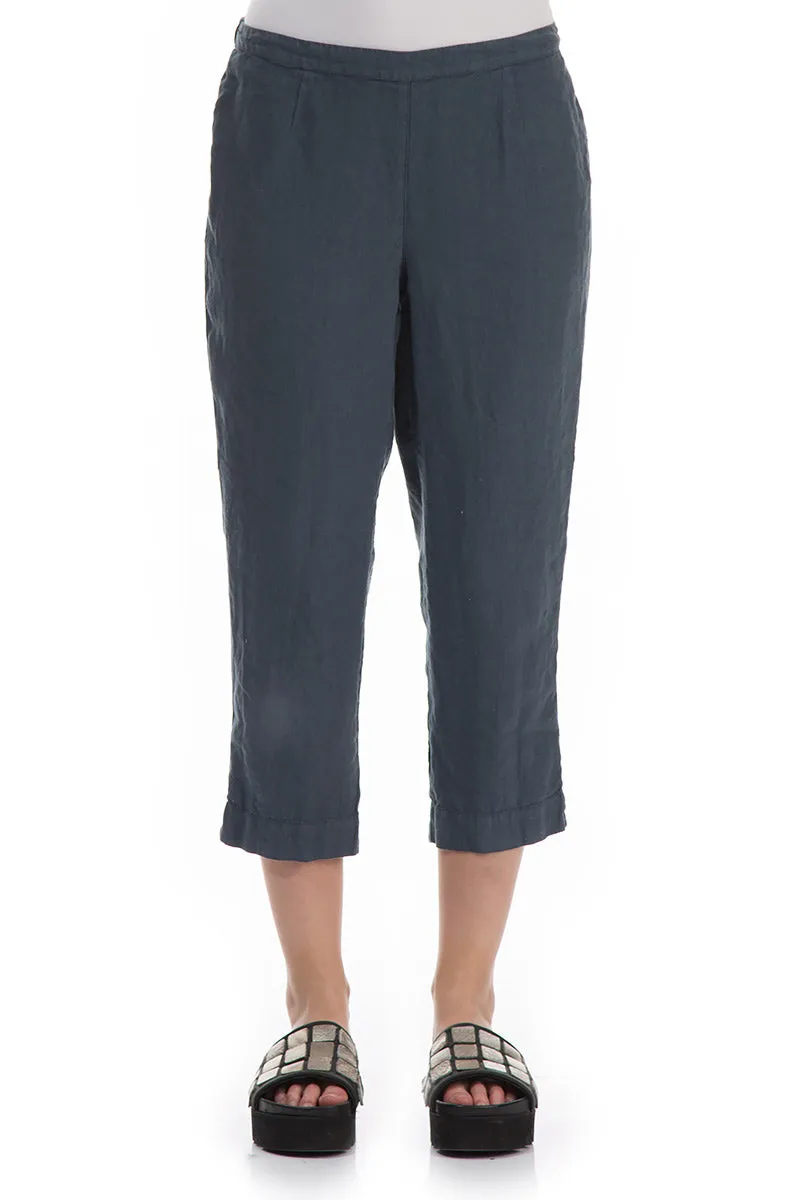 Cropped Charcoal Linen Trousers