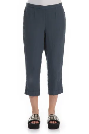 Cropped Charcoal Linen Trousers