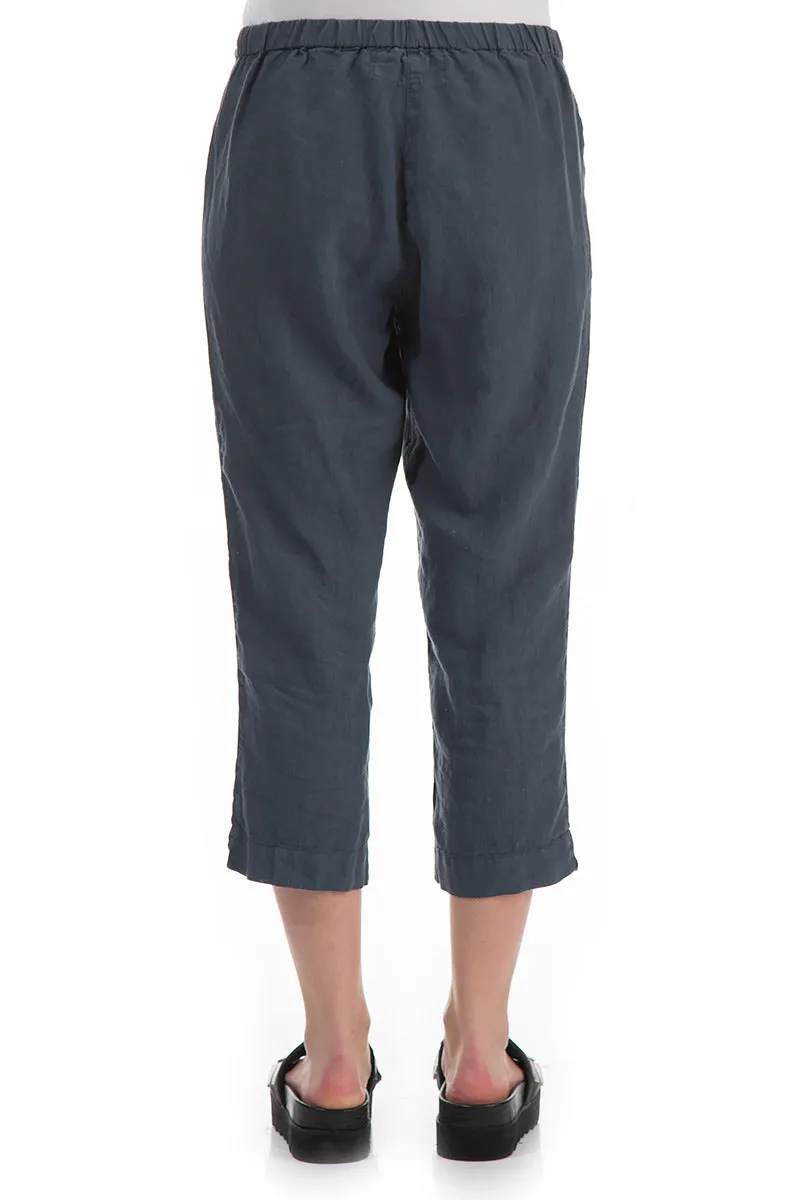 Cropped Charcoal Linen Trousers