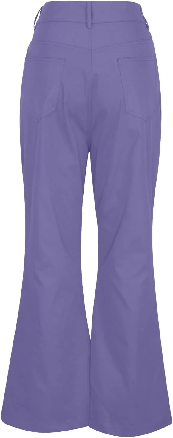 Flare Pants Men Solid Corduroy Casual Straight Leg Long Pants Trendy Lightweight Loungewear Trousers with Pockets