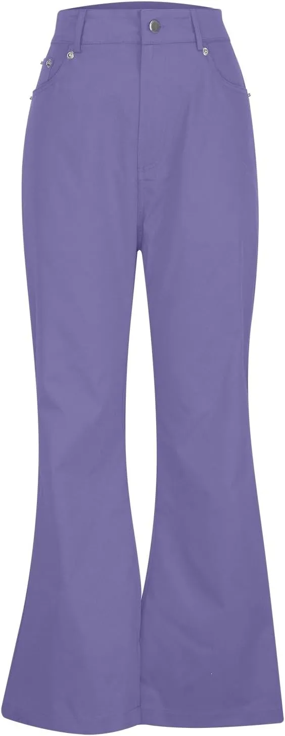 Flare Pants Men Solid Corduroy Casual Straight Leg Long Pants Trendy Lightweight Loungewear Trousers with Pockets
