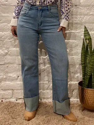 G Smack Dutton Stretch Light Blue Turn Up Jeans
