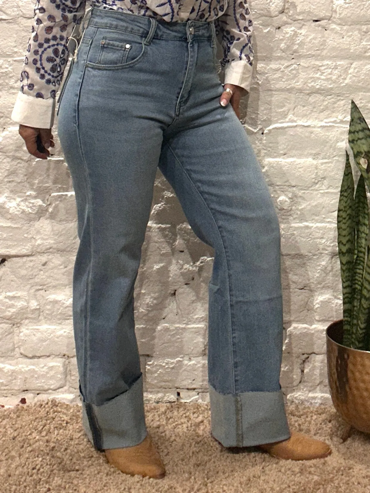 G Smack Dutton Stretch Light Blue Turn Up Jeans