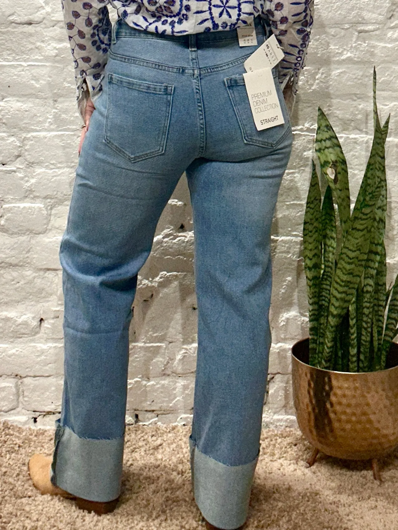 G Smack Dutton Stretch Light Blue Turn Up Jeans
