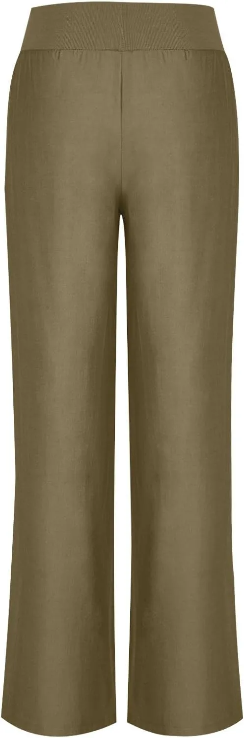 High Waist Wide Leg Straight Pants for Women Solid Color Loose Fit Sports Pants Casual Elastic Waist Trousers