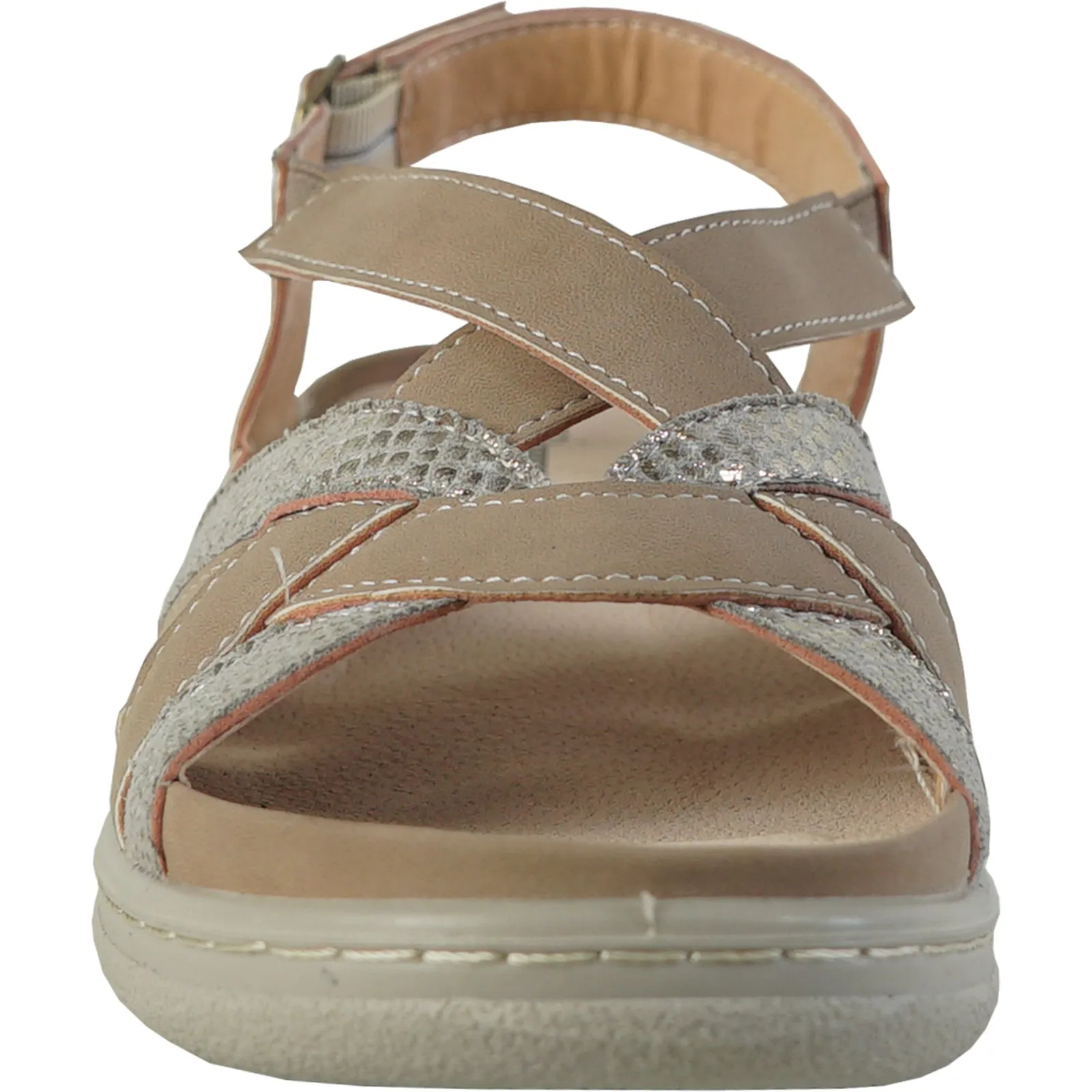 KOZI Women Comfort Casual Sandal OY3130 Wedge Sandal Taupe – Replaceable Orthopedic Footbed