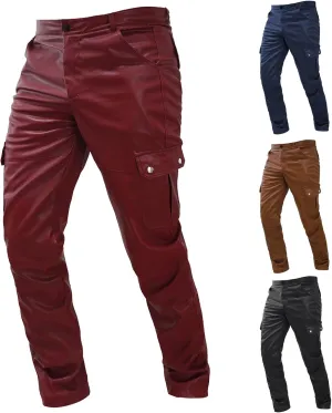 Mens Steampunk Gothic Pants Retro Motocycle Biker Pants Slim Fit PU Punk Trousers Night Club Hot Pant Halloween Costume