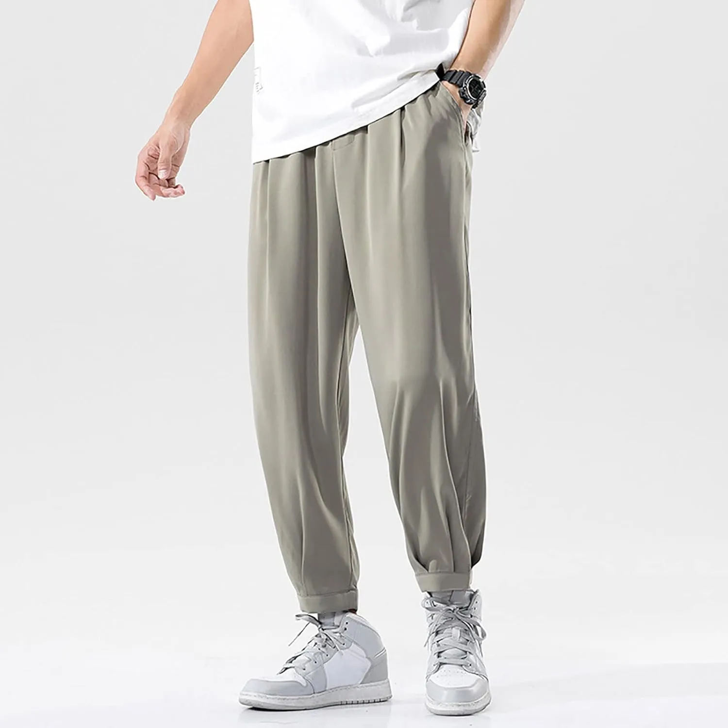 Mens Sweatpants with Pockets Big and Tall Baggy Jogger Sweatpants Lounge Pants Athletic Pants Baggy High Waisted Open