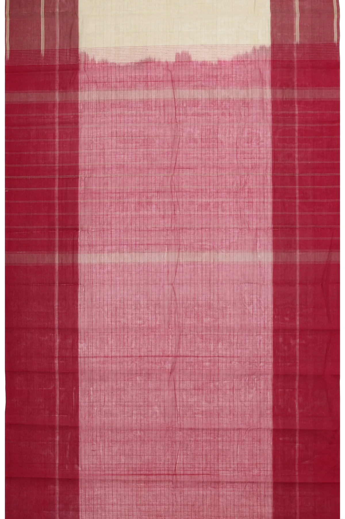 Sandal Kanchi Cotton Saree with Maroon Plain and Sandal Stripes