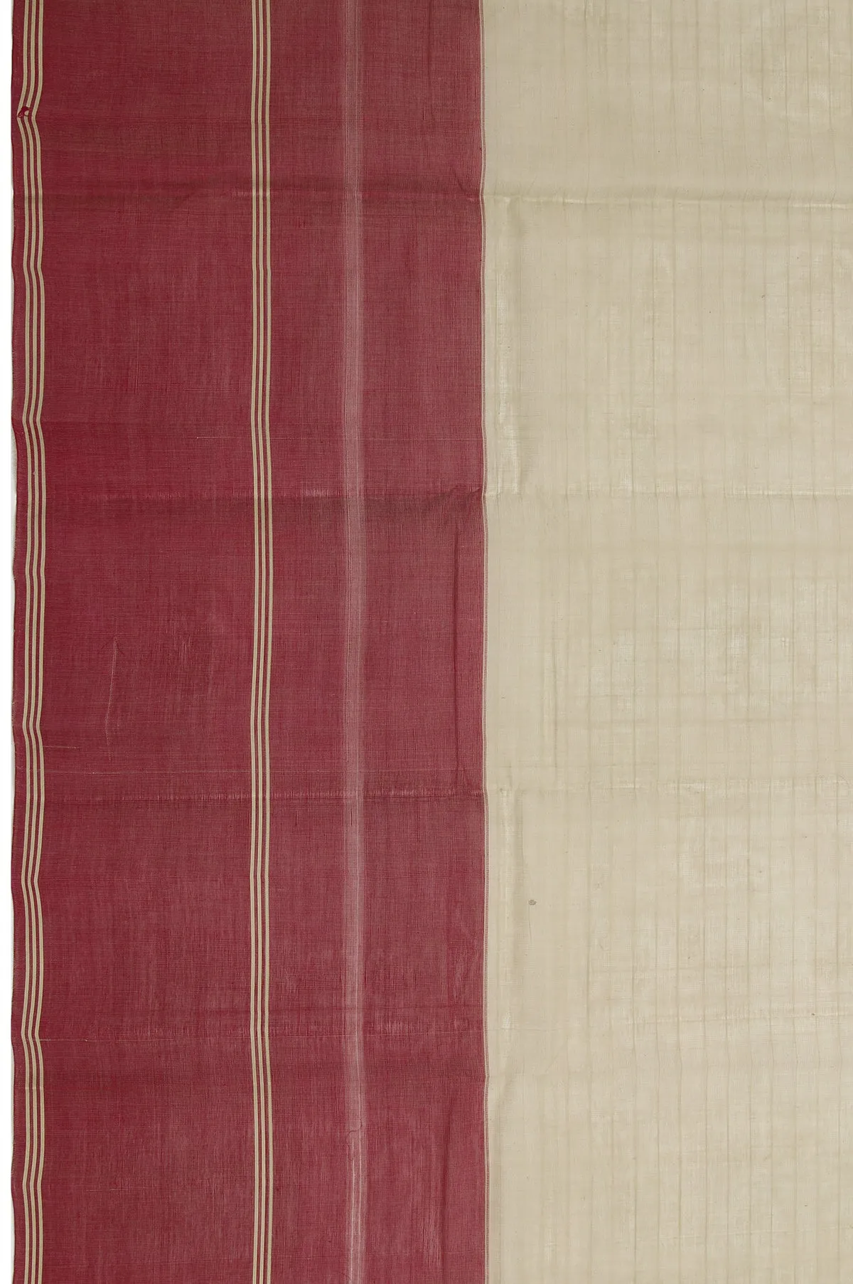 Sandal Kanchi Cotton Saree with Maroon Plain and Sandal Stripes
