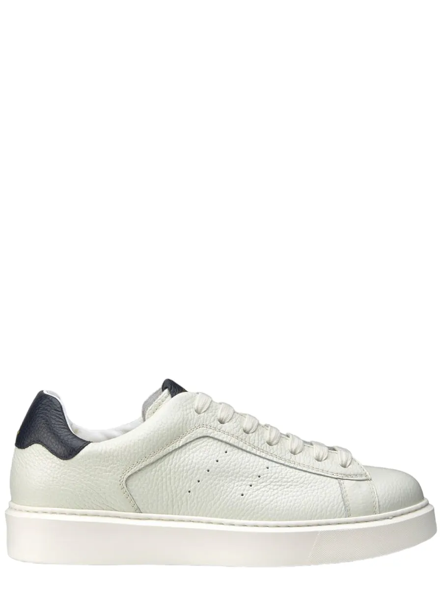 Sneaker in Pelle Panna con Dettaglio Blu