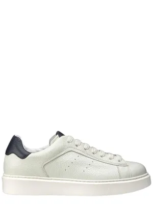Sneaker in Pelle Panna con Dettaglio Blu