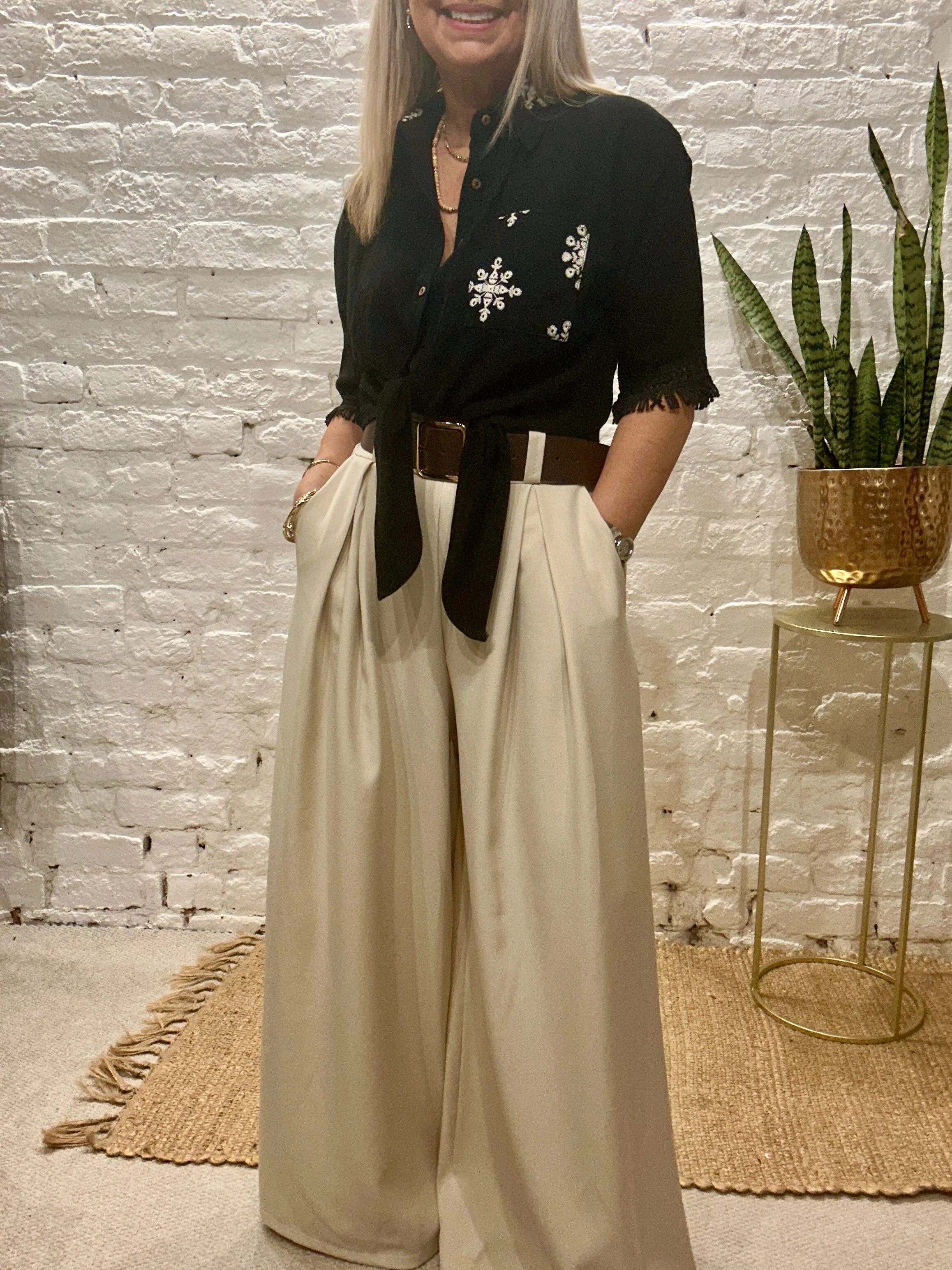 The Au Natural Crop Button And Tie Front Shirt No 4