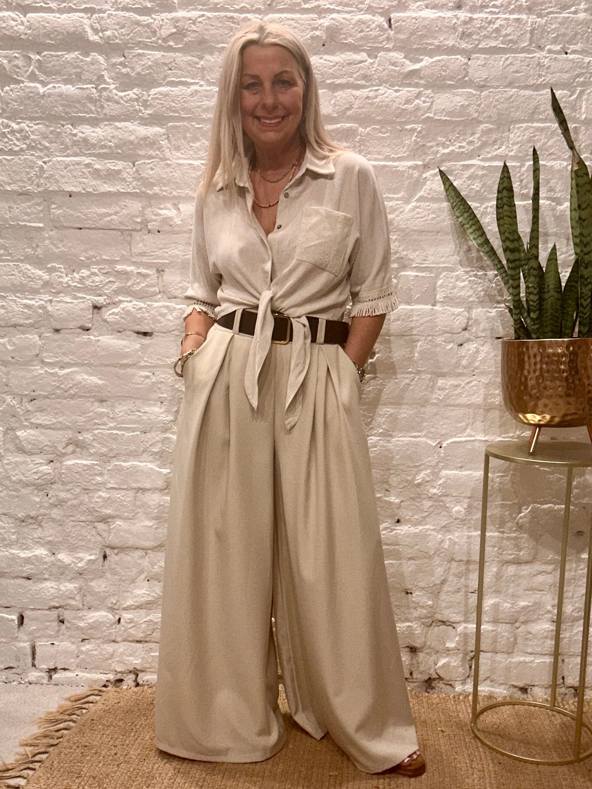 The Au Natural Crop Button And Tie Front Shirt No 4