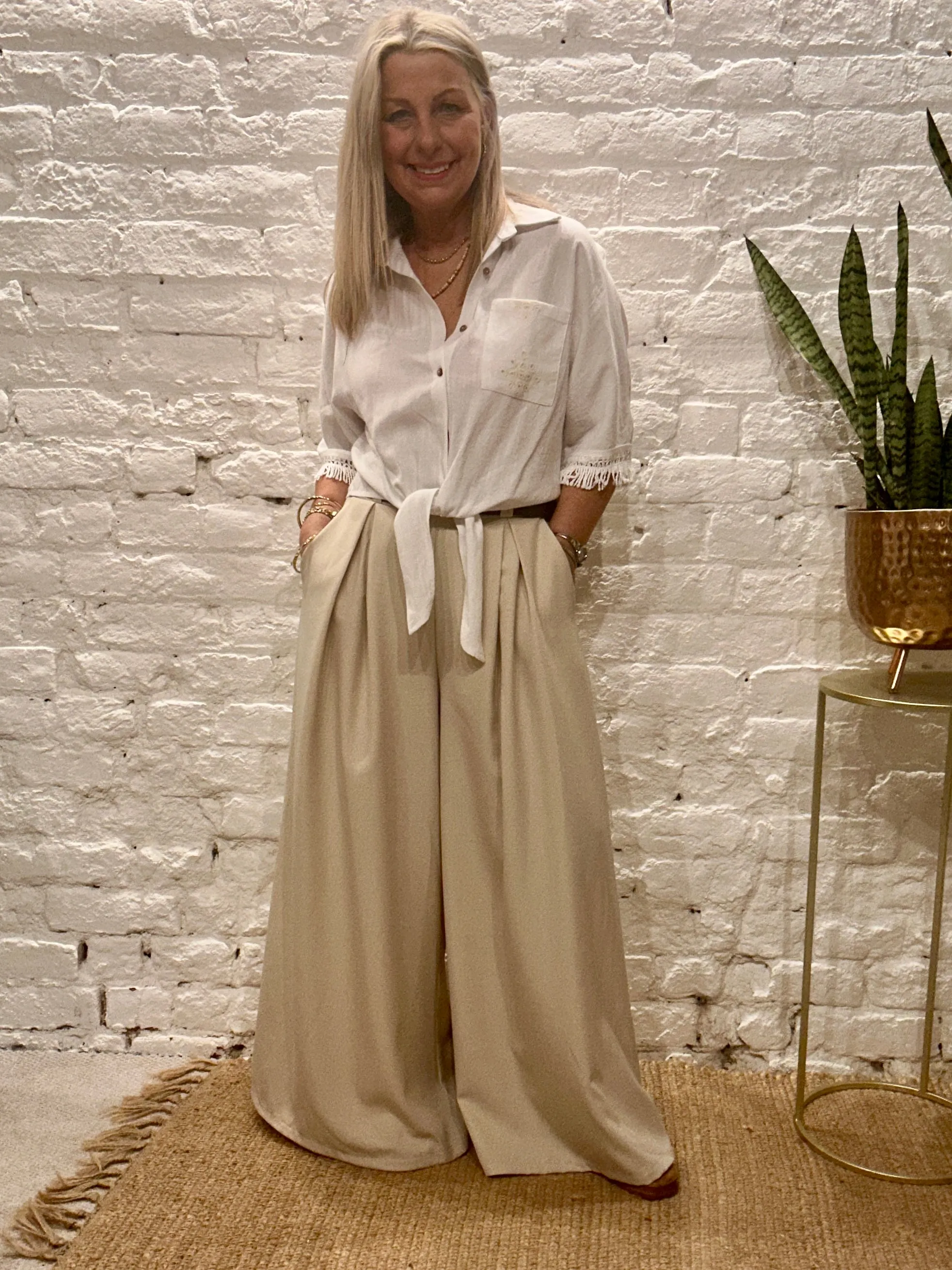 The Au Natural Crop Button And Tie Front Shirt No 4