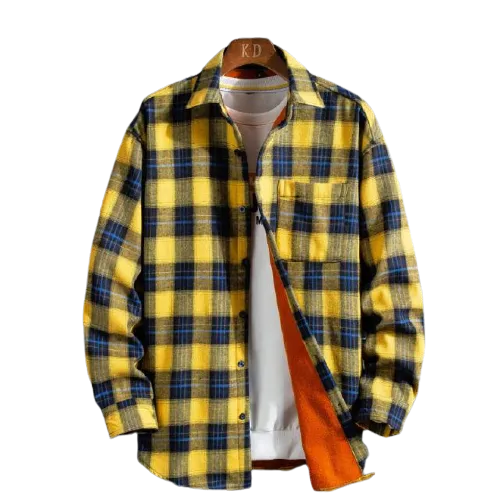 West Louis Velvet Thickening Fashion Plaid Shirt