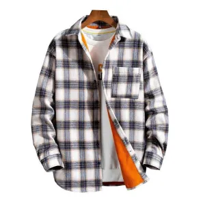 West Louis Velvet Thickening Fashion Plaid Shirt