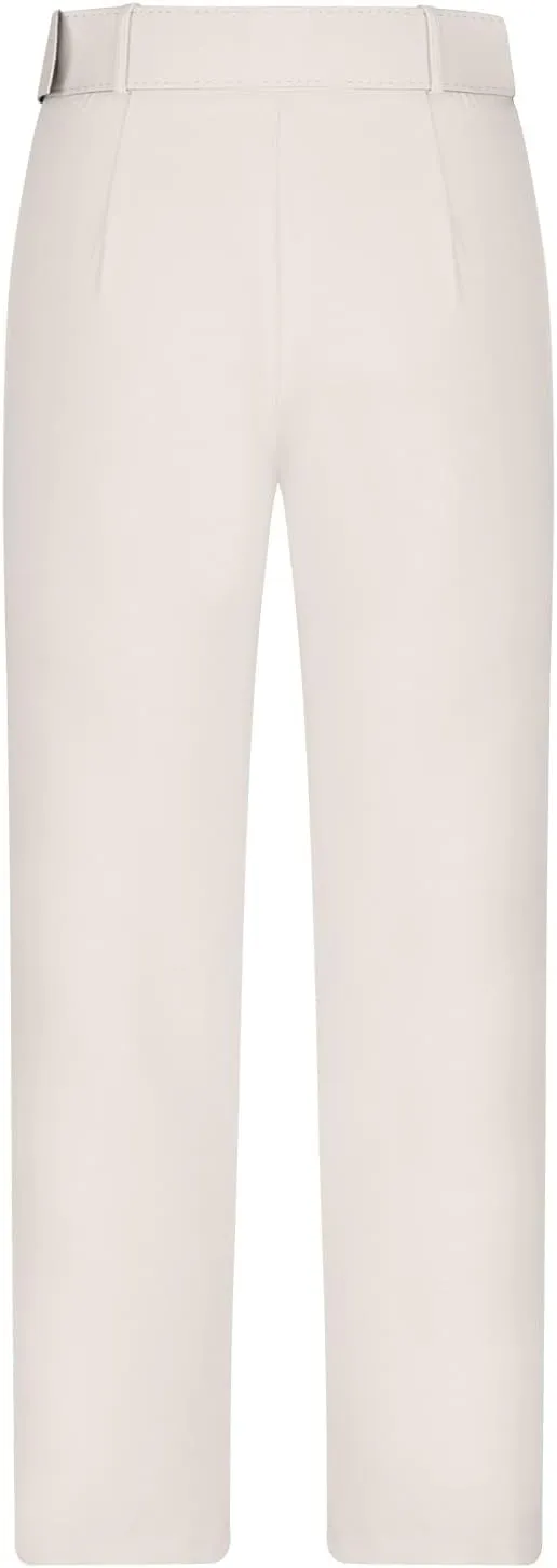 Women's Elegant High Waist Belted Pants Casual Pleated Straight Leg Trousers Office Suit Pants Trousers with Pockets