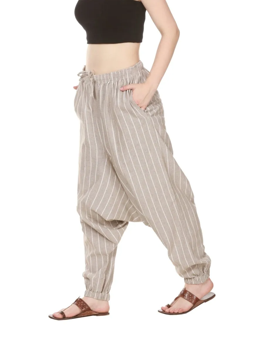 Women's Harem Pant | Grey Stripes | Fits Waist Size 28" to 36"